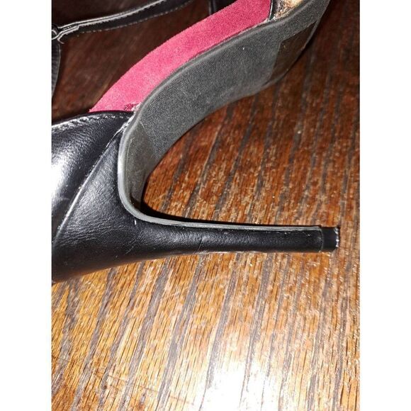 Medium 7/8 Rue 21 Ect! Black Leopard Cheetah Red Stiletto Pump High Heel Shoes - Picture 9 of 12